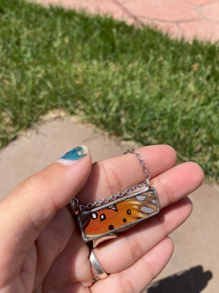 Gulf Fritillary Sunset Window Necklace