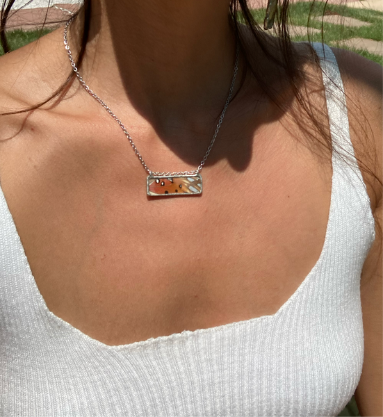 Gulf Fritillary Sunset Window Necklace