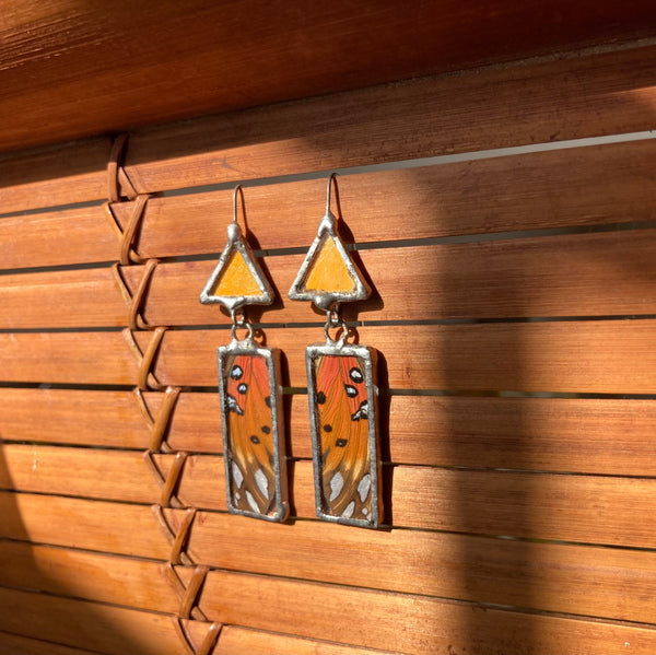 Gulf fritillary sunrise dangle earrings