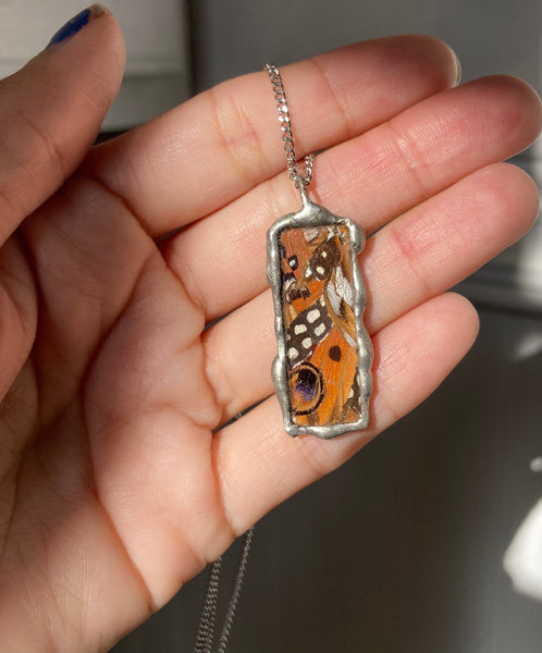 Butterfly wing collage necklace