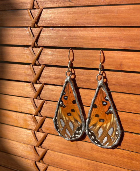 Gulf fritillary dew drop earrings (medium/large)