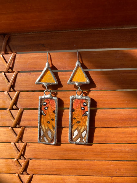 Gulf fritillary sunrise dangle earrings