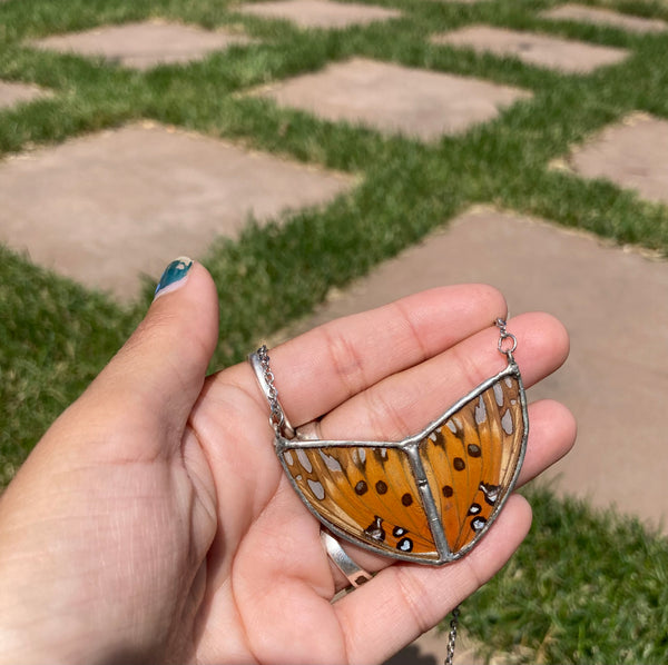 Gulf Fritillary Heart Necklace