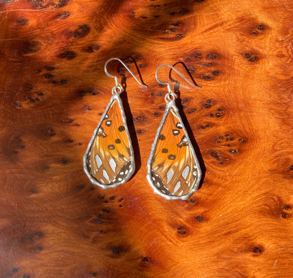 Gulf fritillary dew drop earrings (medium/large)