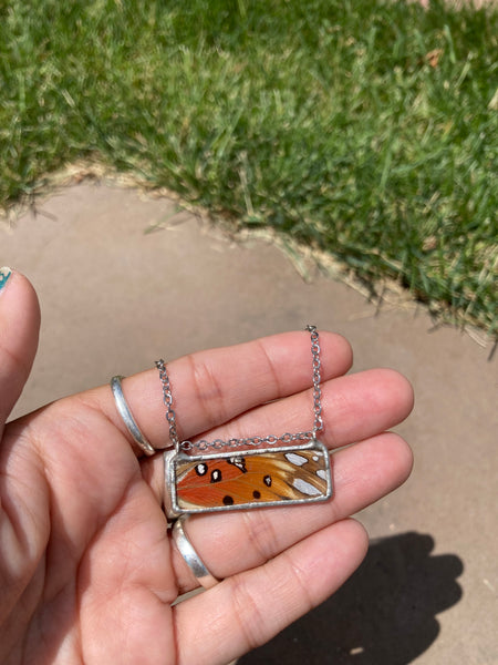 Gulf Fritillary Sunset Window Necklace