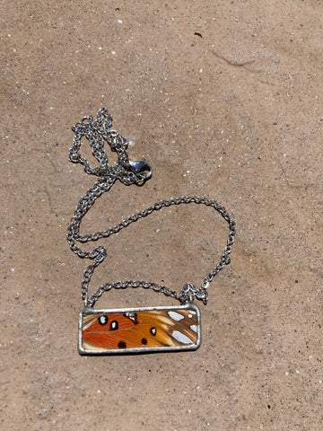 Gulf Fritillary Sunset Window Necklace