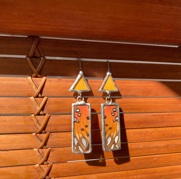 Gulf fritillary sunrise dangle earrings