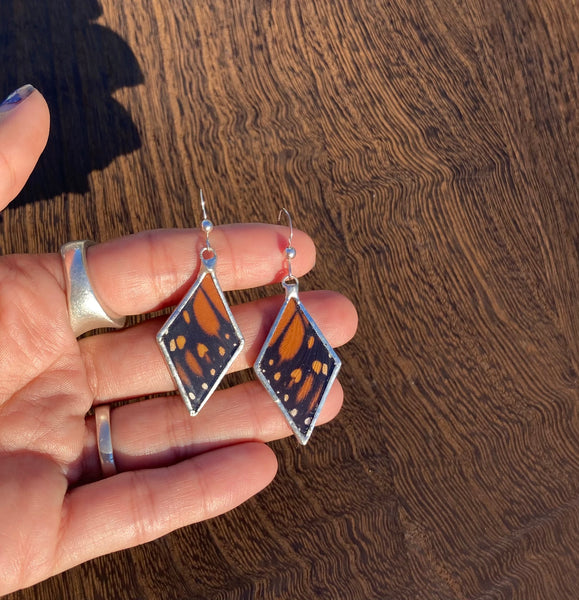 Monarch orange velvety diamond earrings