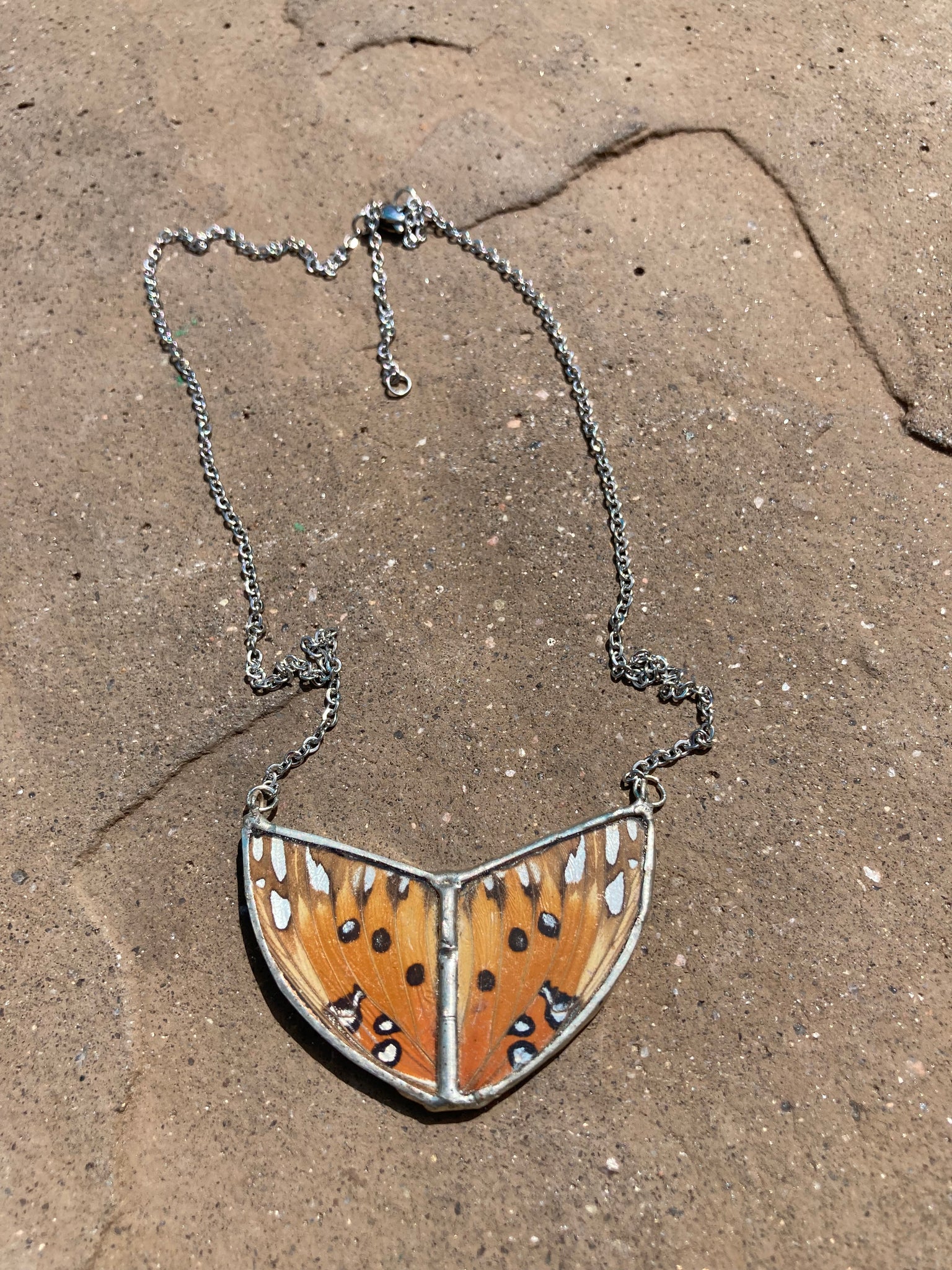 Gulf Fritillary Heart Necklace