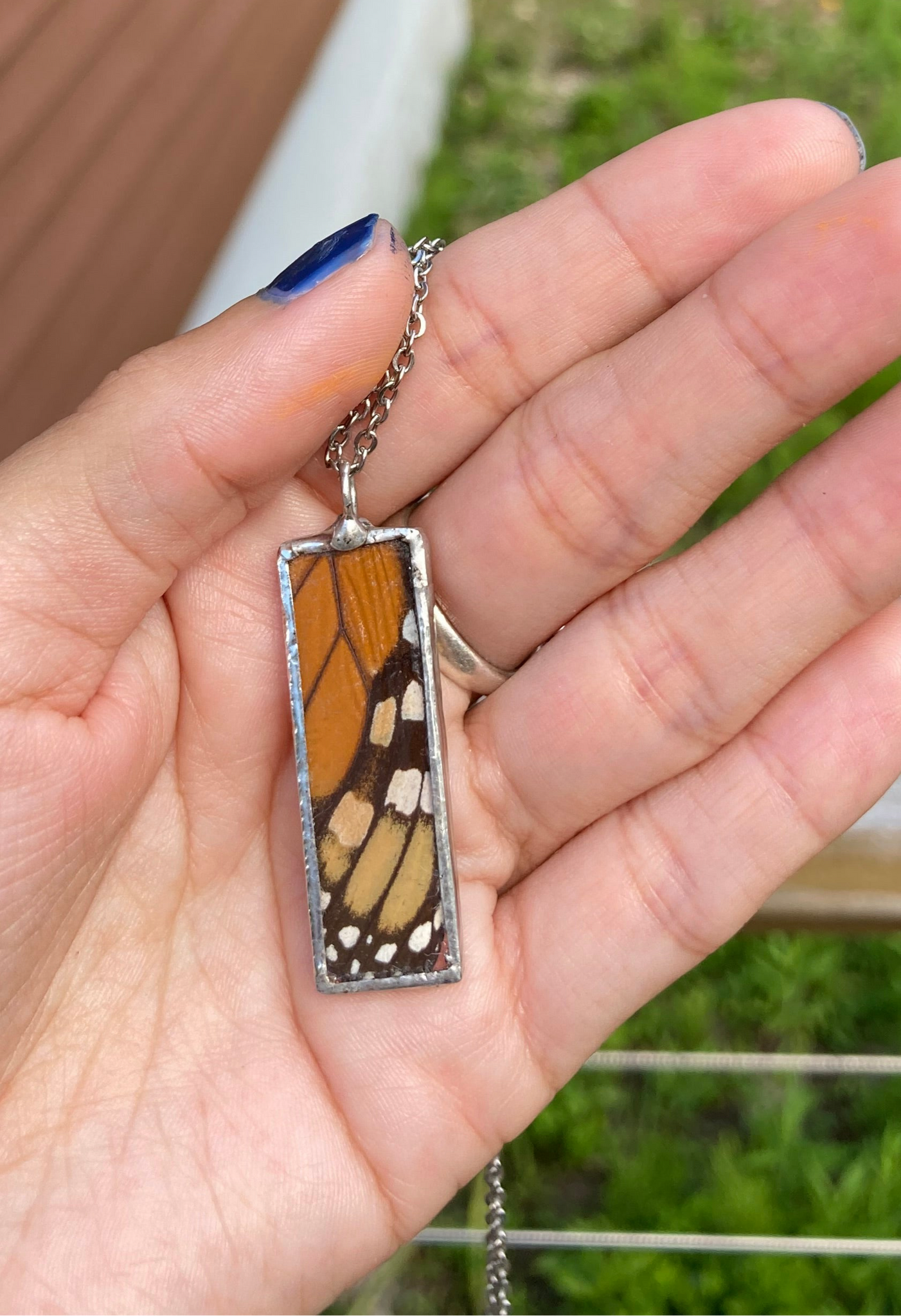 Monarch vertical rectangle necklace
