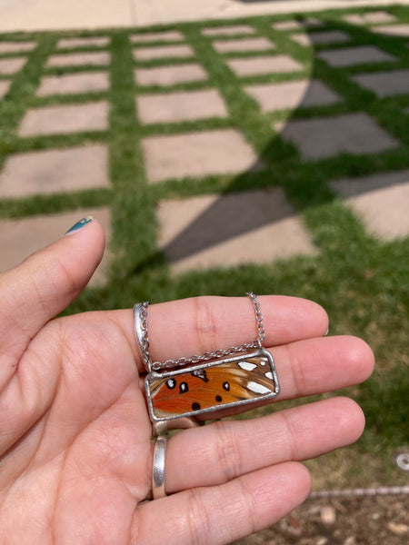 Gulf Fritillary Sunset Window Necklace