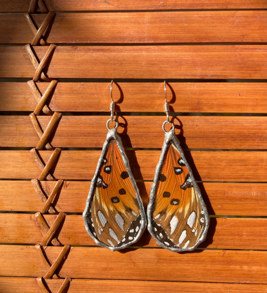 Gulf fritillary dew drop earrings (medium/large)
