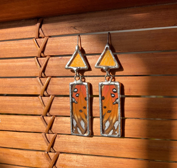 Gulf fritillary sunrise dangle earrings