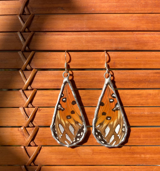 Gulf fritillary dew drop earrings (medium/large)