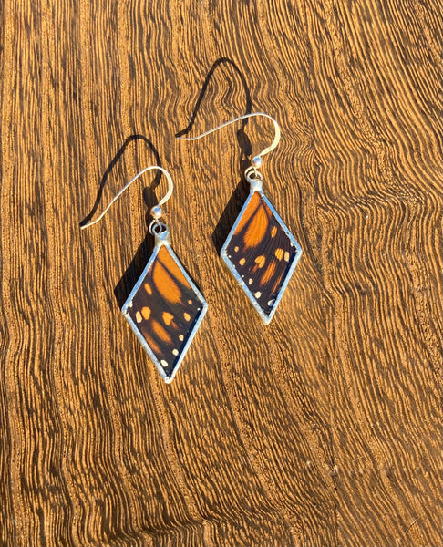 Monarch orange velvety diamond earrings