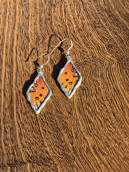 Gulf fritillary butterfly diamond dangles