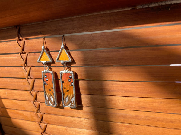Gulf fritillary sunrise dangle earrings
