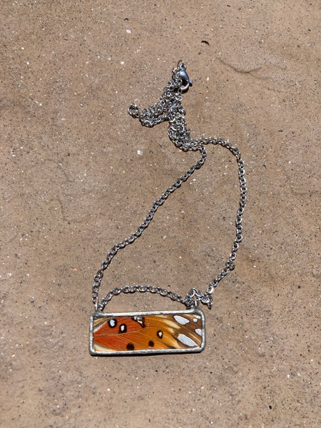 Gulf Fritillary Sunset Window Necklace