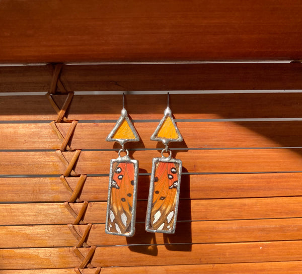 Gulf fritillary sunrise dangle earrings