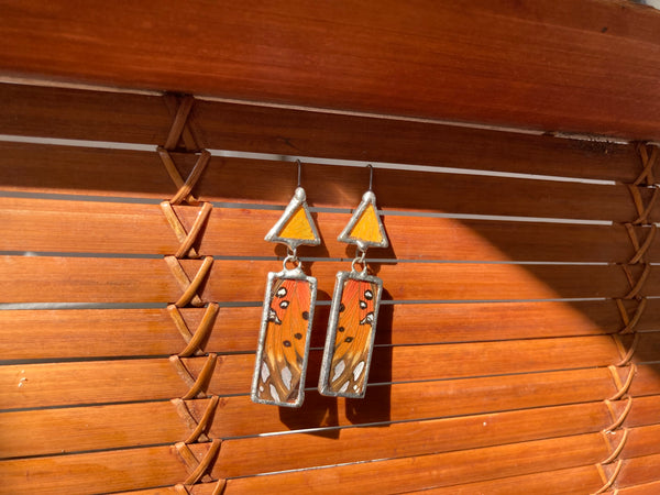 Gulf fritillary sunrise dangle earrings