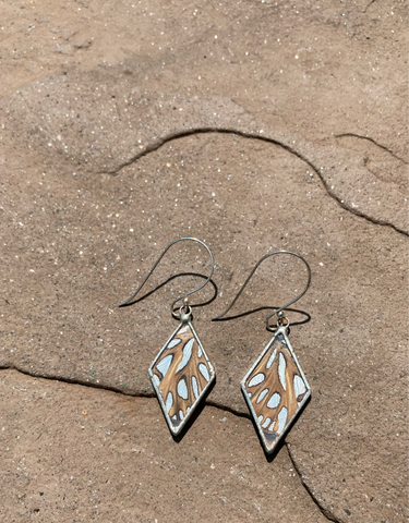 Gulf Fritillary Metallic Diamond Dangles