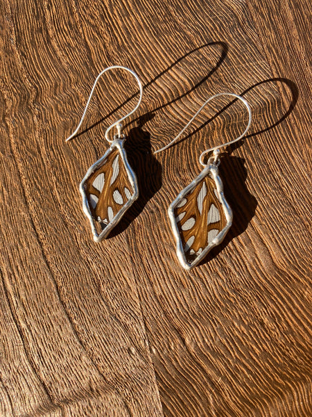 Gulf Fritillary Metallic diamond dangles