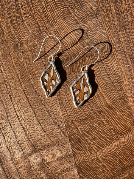 Gulf Fritillary Metallic diamond dangles