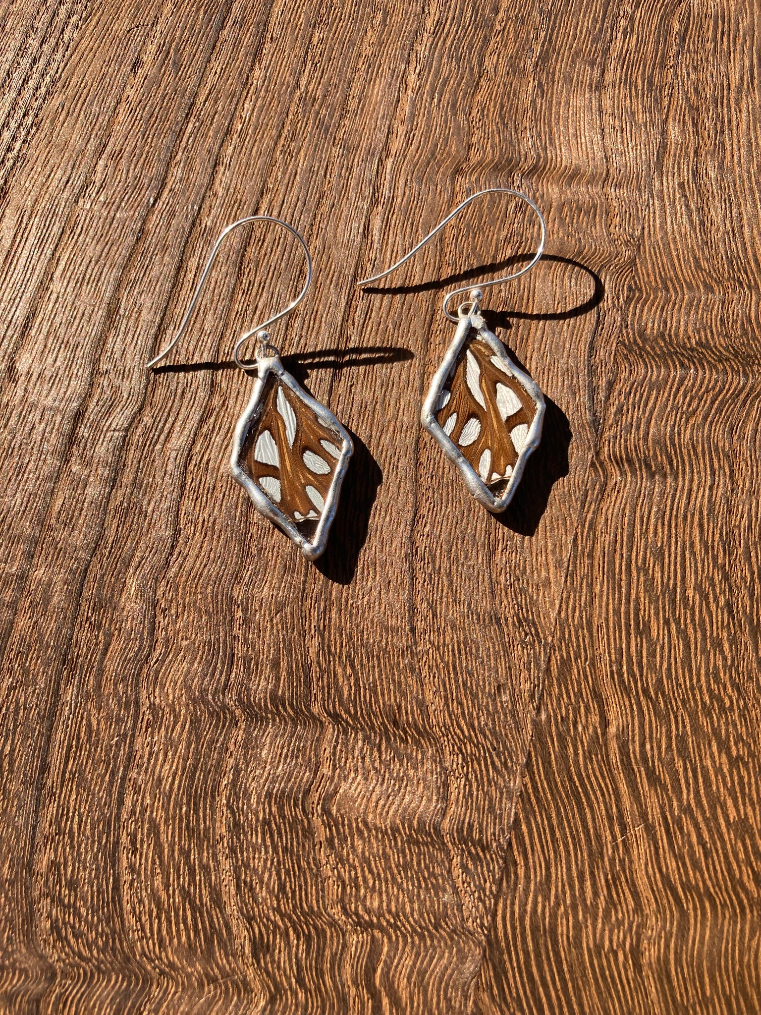 Gulf Fritillary Metallic diamond dangles